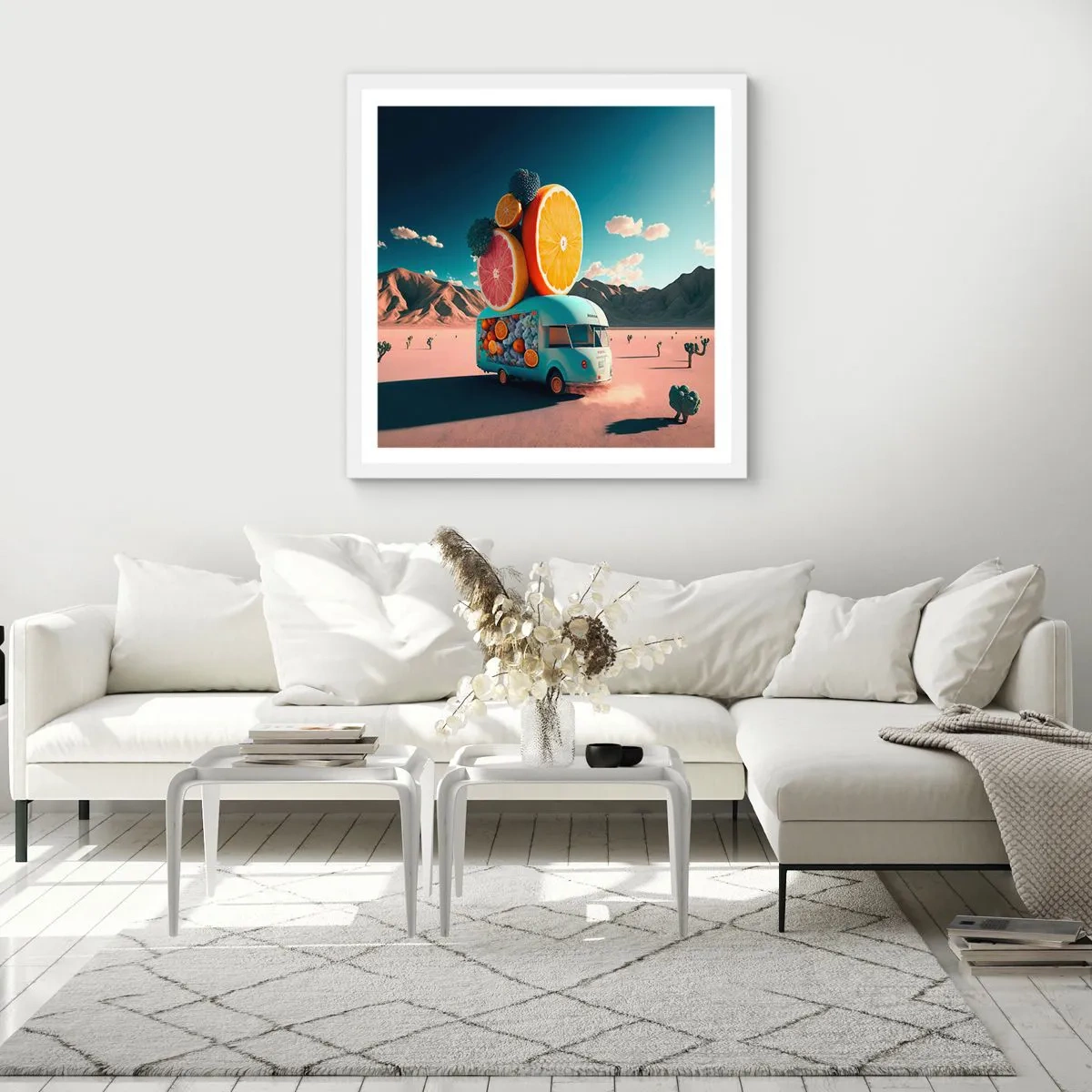 Plakat i hvid ramme - En smag af ferie - 40x40 cm