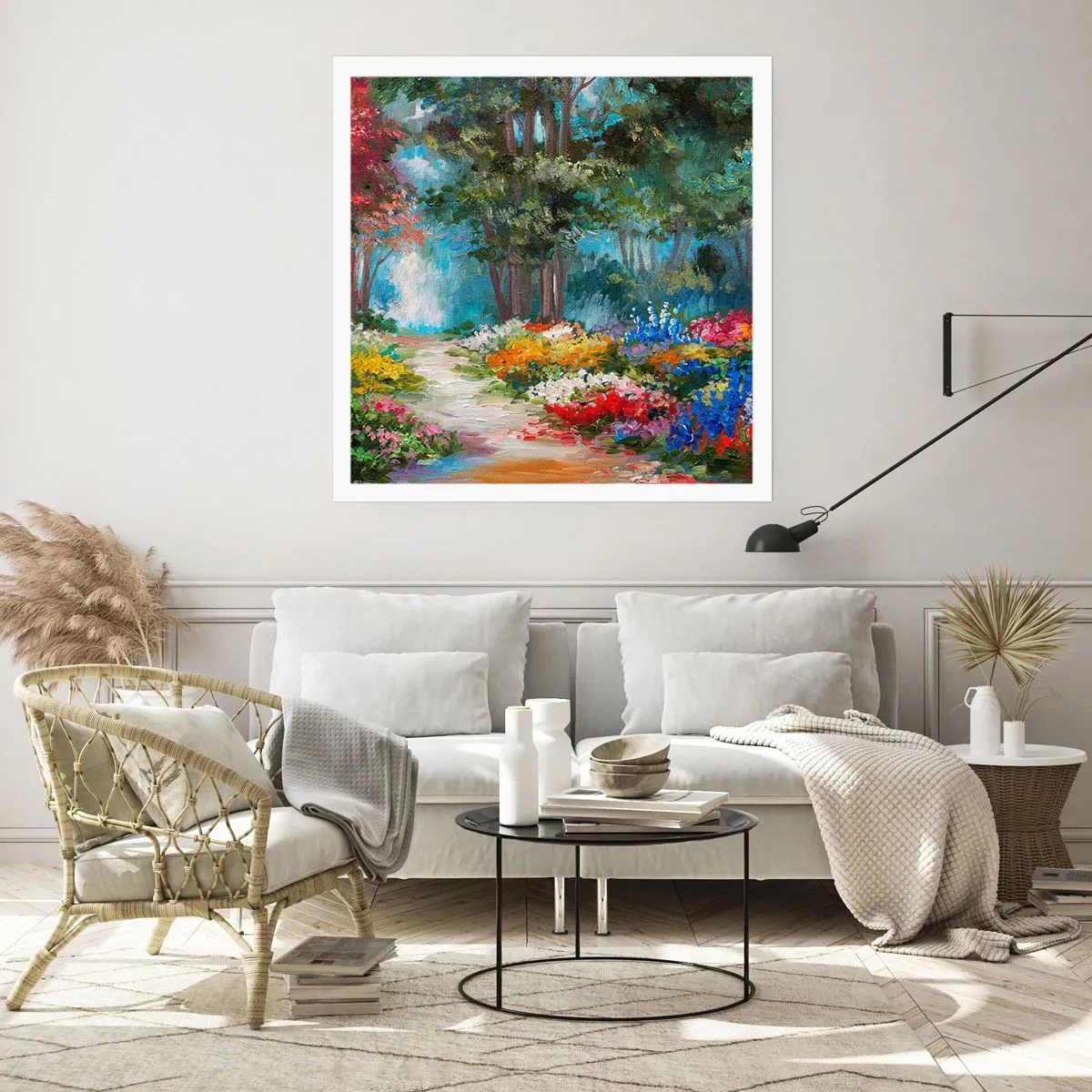 Plakat - Skovhave, blomsterskov - 40x40 cm