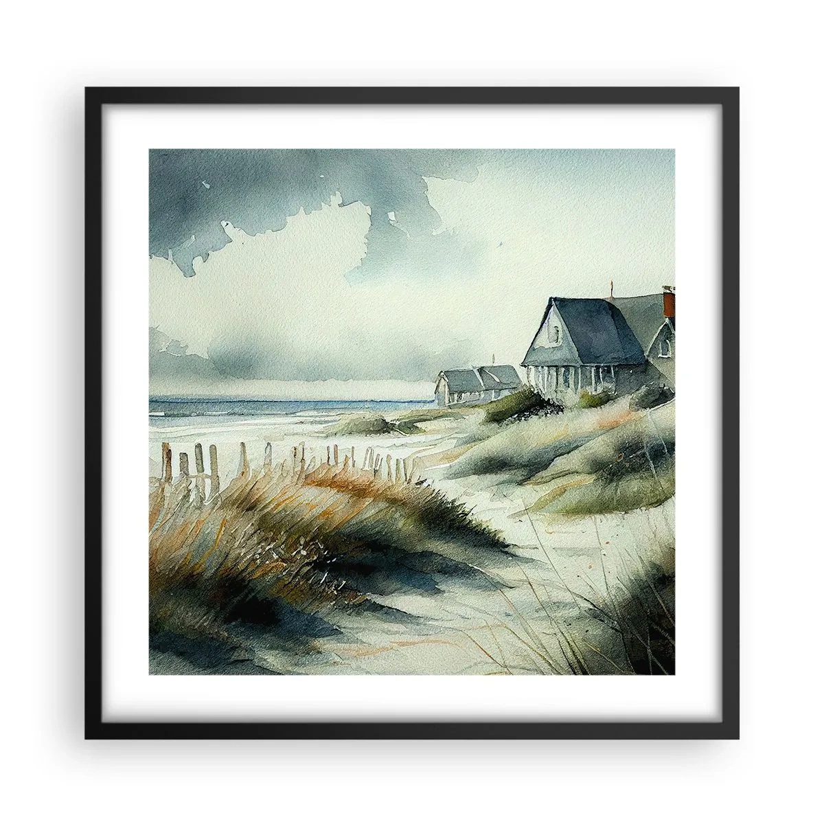 Plakat i sort ramme - Væk fra trængsel og travlhed - 50x50 cm