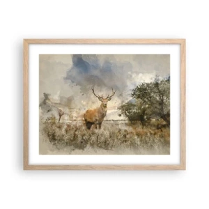 Plakat i ramme af lyst egetræ - Værdighed - styrke - værdighed - 50x40 cm