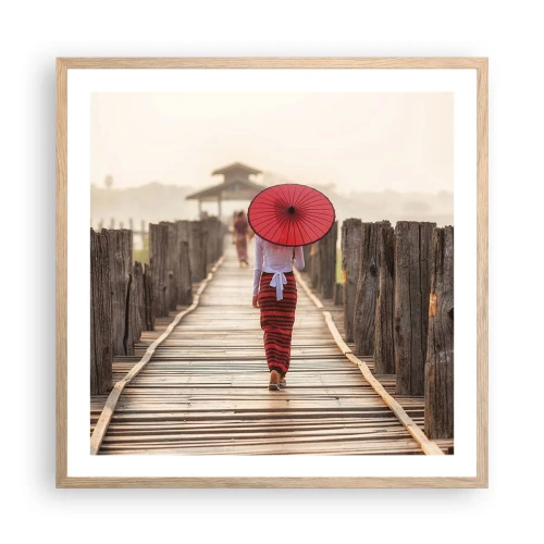 Plakat i ramme af lyst egetræ - På den gamle bro - 60x60 cm