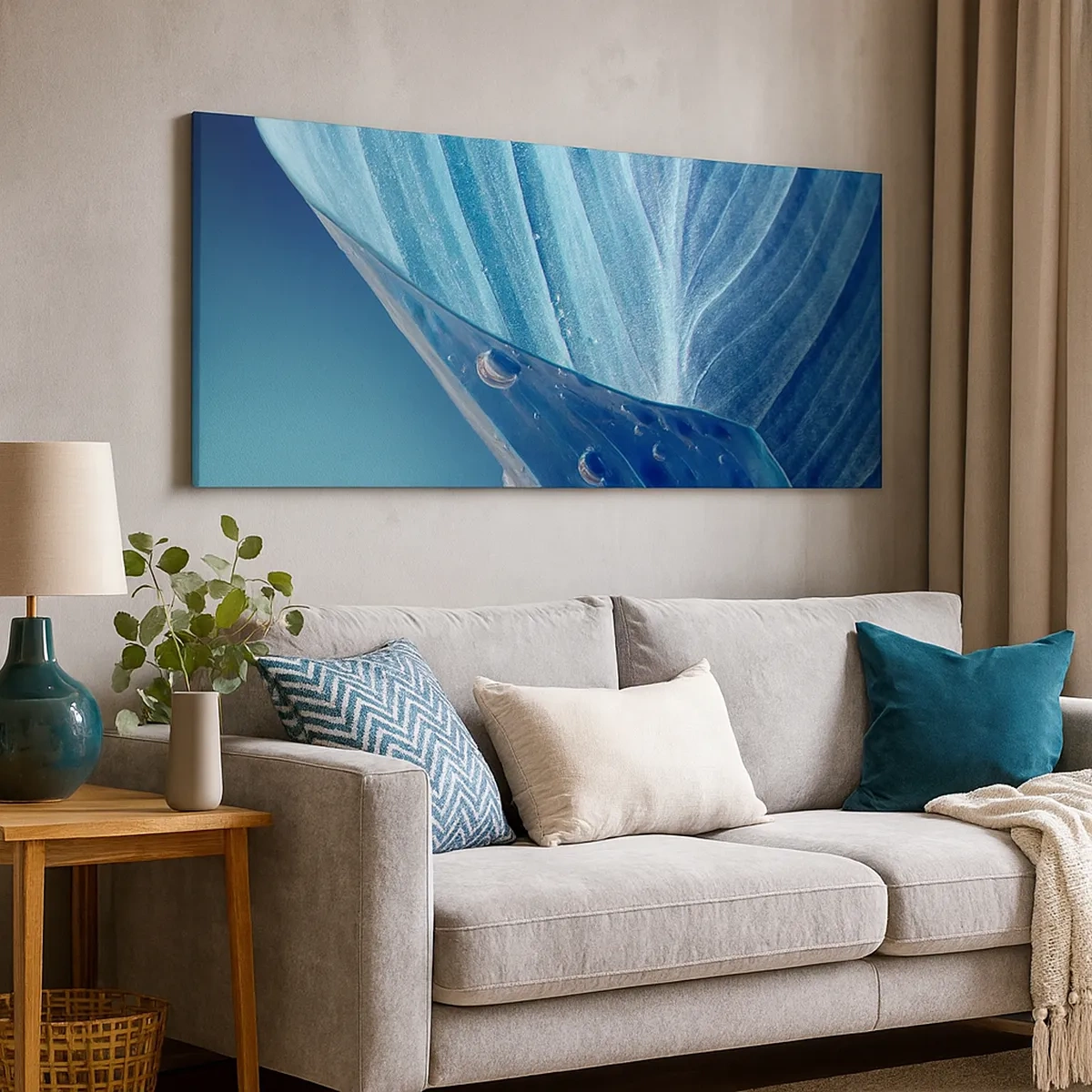 Lærredstryk - Billede på lærred - Skjulte dråber af blåt - 30x30 cm