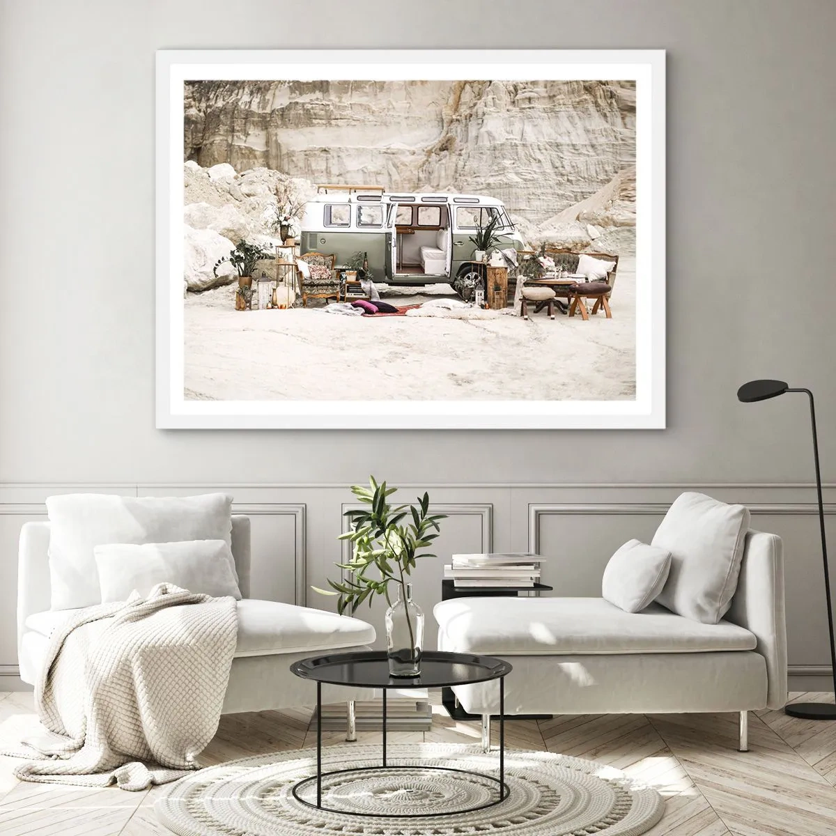 Plakat i hvid ramme - Tid til at starte rejsen - 50x40 cm