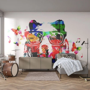 Fototapet Selvklæbende Deluxe Sticker - Jeg elsker det! - Abstraktion, Bjørn, Briller - 100x70 cm