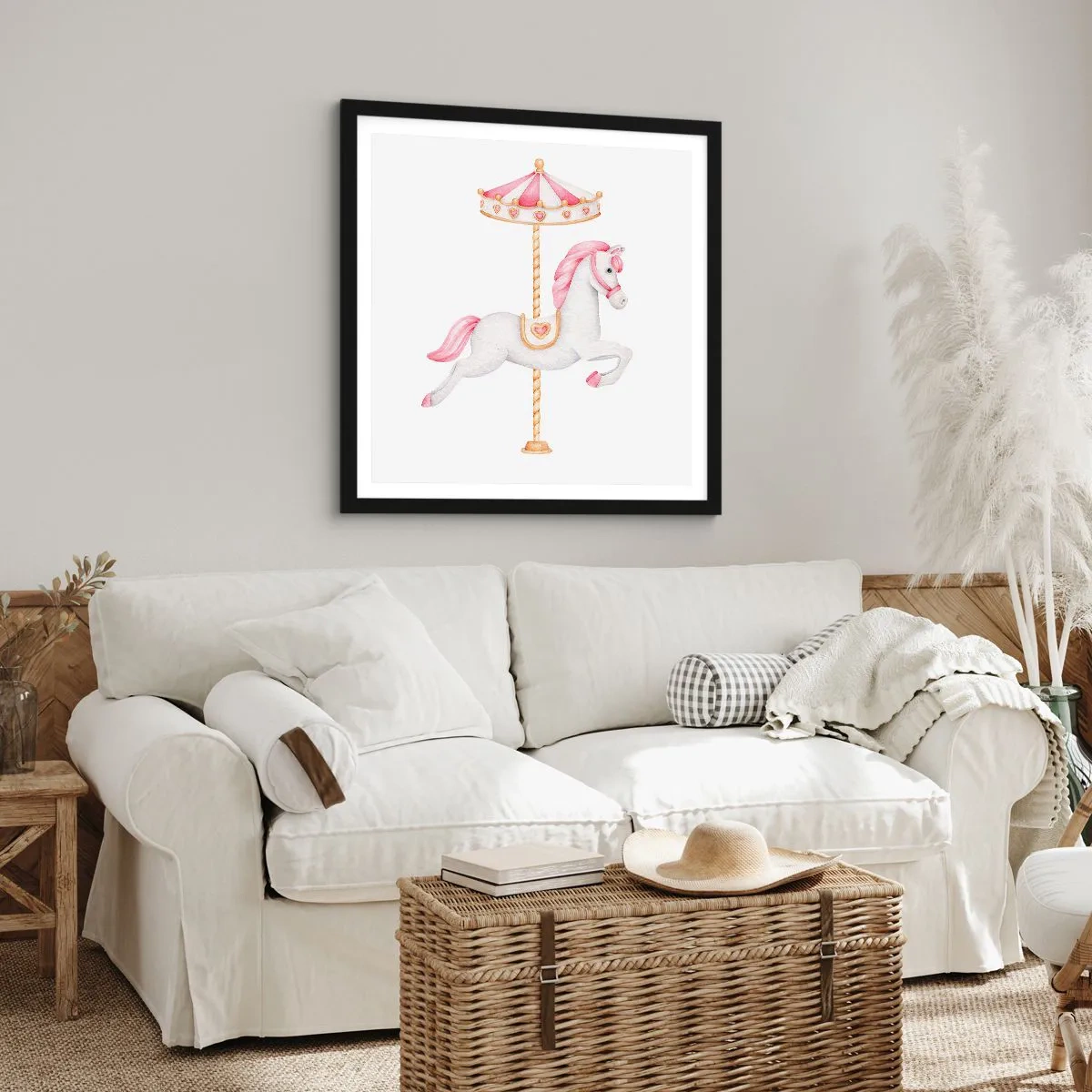 Plakat i sort ramme - Han satte af sted med en hov - 60x60 cm