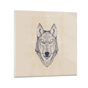 Billede på glas - En alfa med et gennemtrængende blik - 50x50 cm