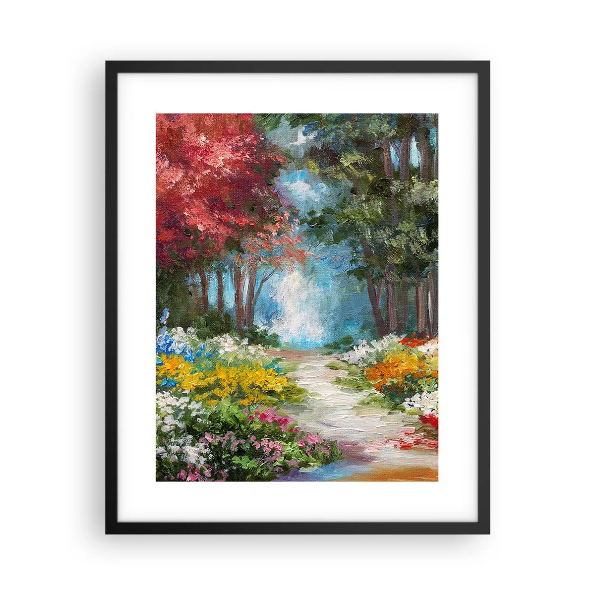Plakat i sort ramme - Skovhave, blomsterskov - 40x50 cm