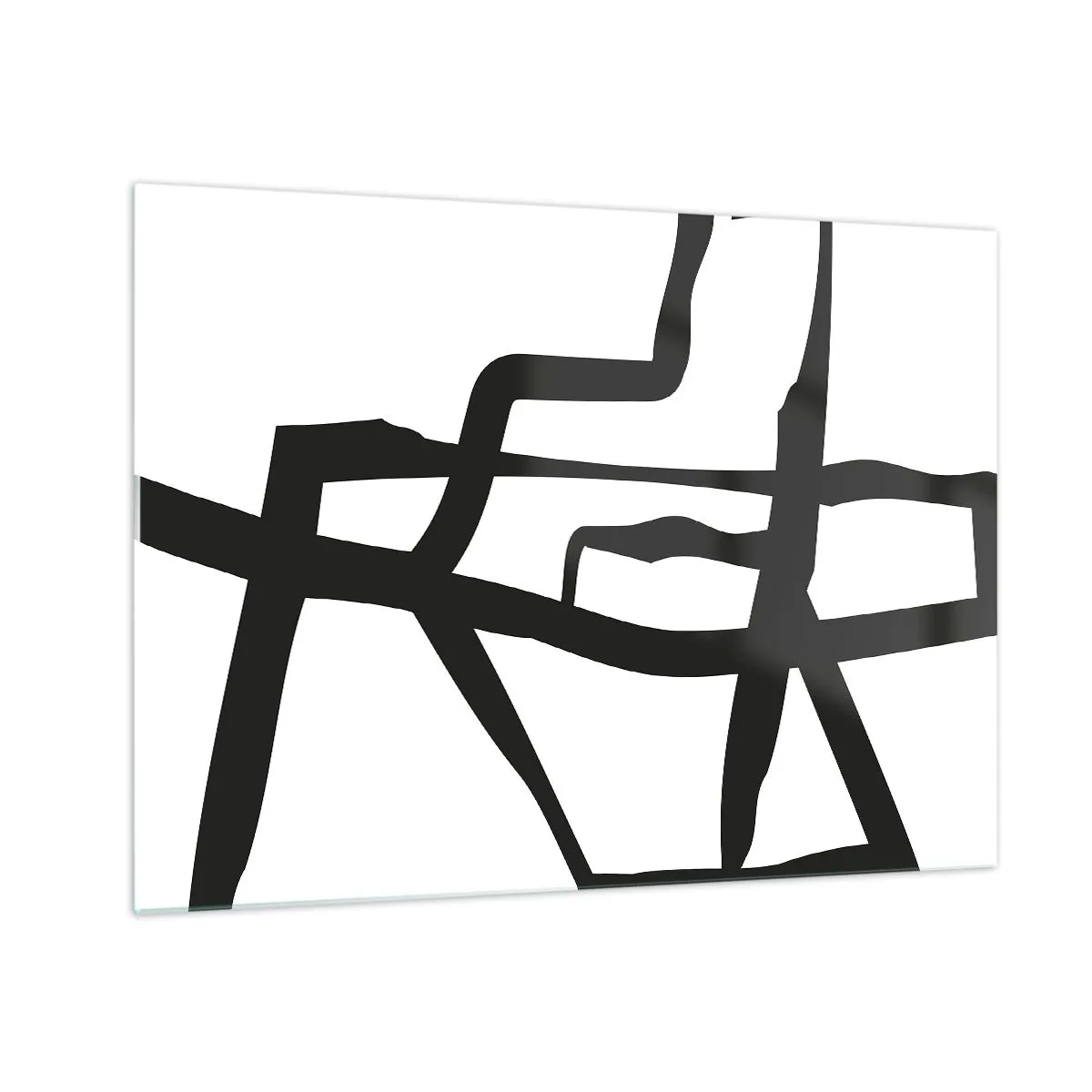 Billede på glas - En abstrakt sort-hvid struktur, der ligner et bylayout. - 70x50cm - Sort og hvid konstruktion - Moderne vægdekoration til stue og soveværelse ARTTOR