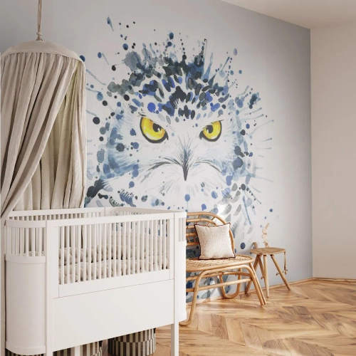 Fototapet Selvklæbende Deluxe Sticker - Lige i øjnene - Fugl, Ugle, Dyr - 100x70 cm
