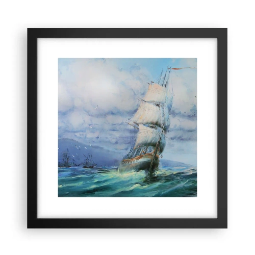 Plakat i sort ramme - God vind - 30x30 cm