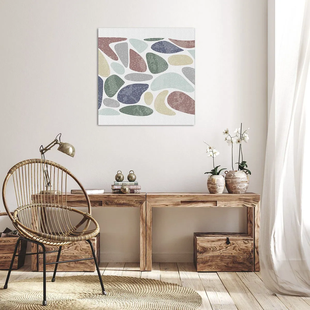 Lærredstryk - Billede på lærred - Mosaik af pulveriserede farver - 70x70 cm
