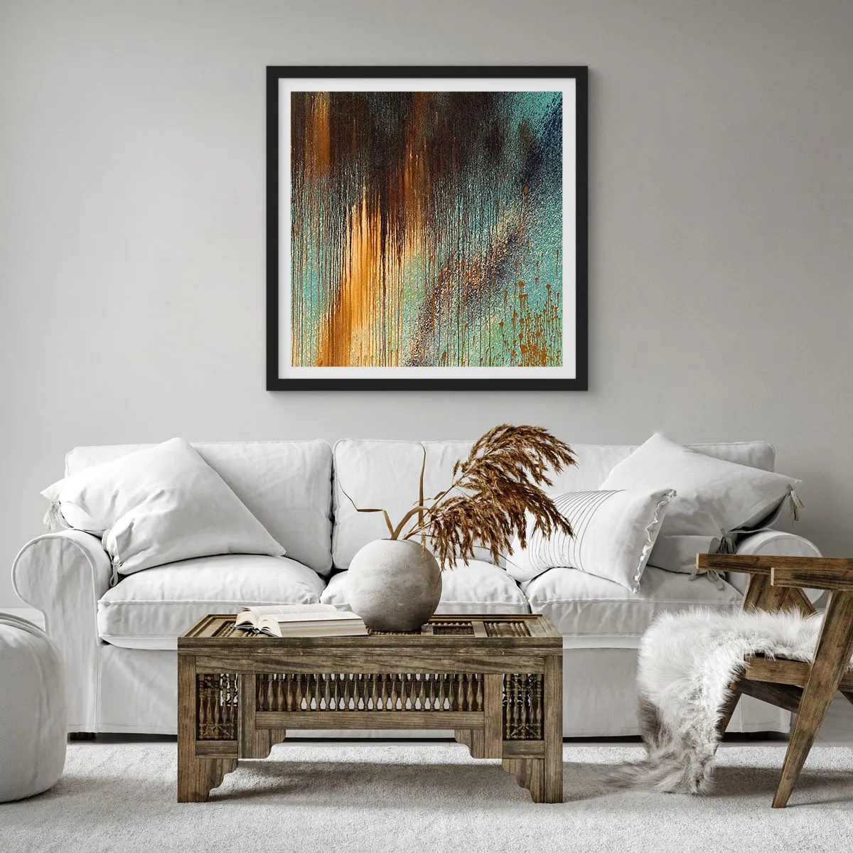 Plakat i sort ramme - En utilsigtet farverig komposition - 30x30 cm