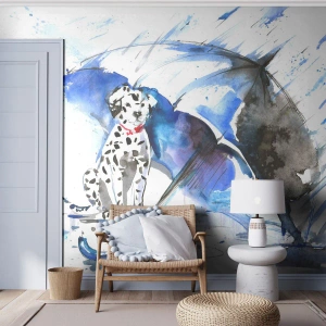 Fototapet Standard Eco - Det er det en ven er til for - Abstraktion, Hund, Regn - 350x256 cm