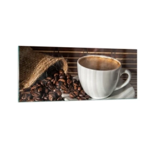 Billede på glas - Kulets sorthed, ravets gennemsigtighed - 100x40 cm