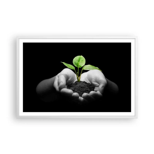 Plakat i hvid ramme - Jeg elsker naturen, jeg beskytter den - 91x61 cm