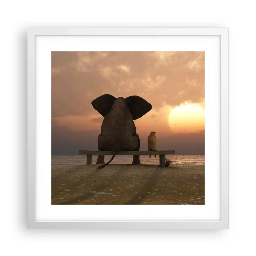 Plakat i hvid ramme - Det er godt at være stille sammen - 40x40 cm