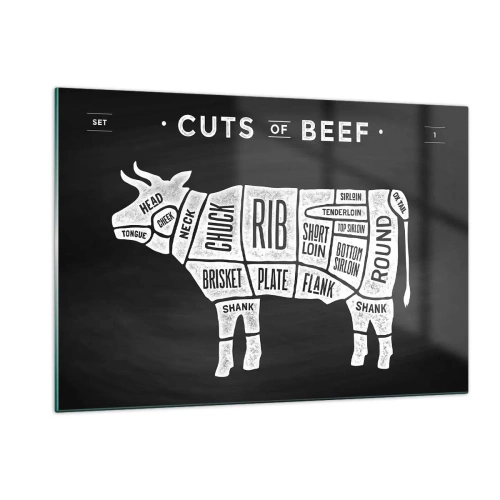 Billede på glas - Slagterens grundbog - 120x80 cm