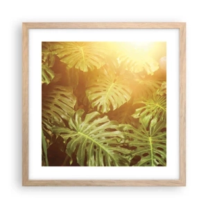 Plakat i ramme af lyst egetræ - Træd ind i det grønne... - 40x40 cm