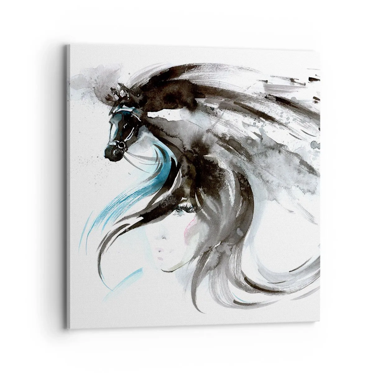 Lærredstryk - Billede på lærred - Den sorte prins' galop - 70x70 cm