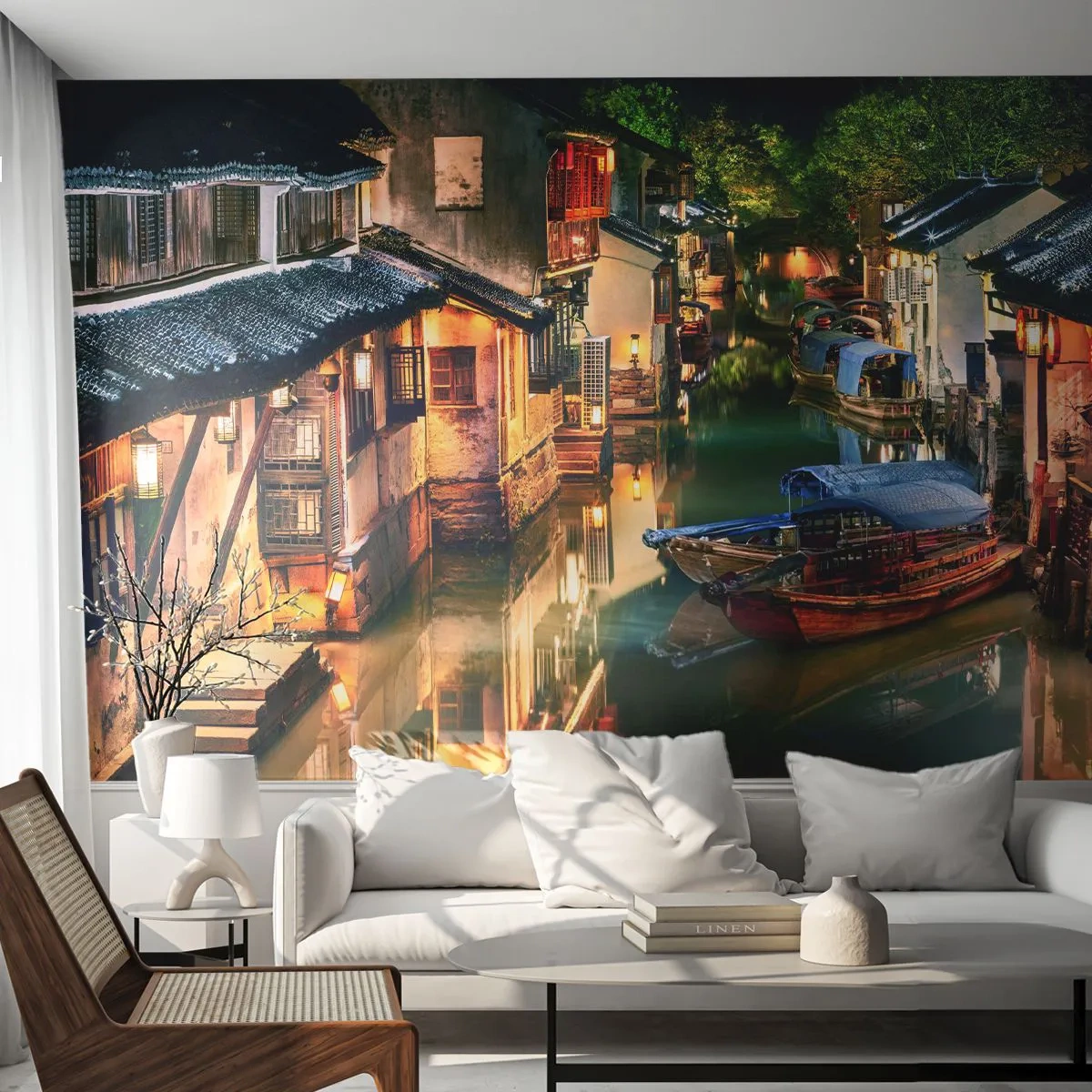 Fototapet Premium Canvas - En aften på en kinesisk gade - Landskab, By, Asien - 400x280 cm