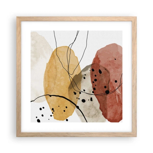 Plakat i ramme af lyst egetræ - Som lys, klar luft - 40x40 cm