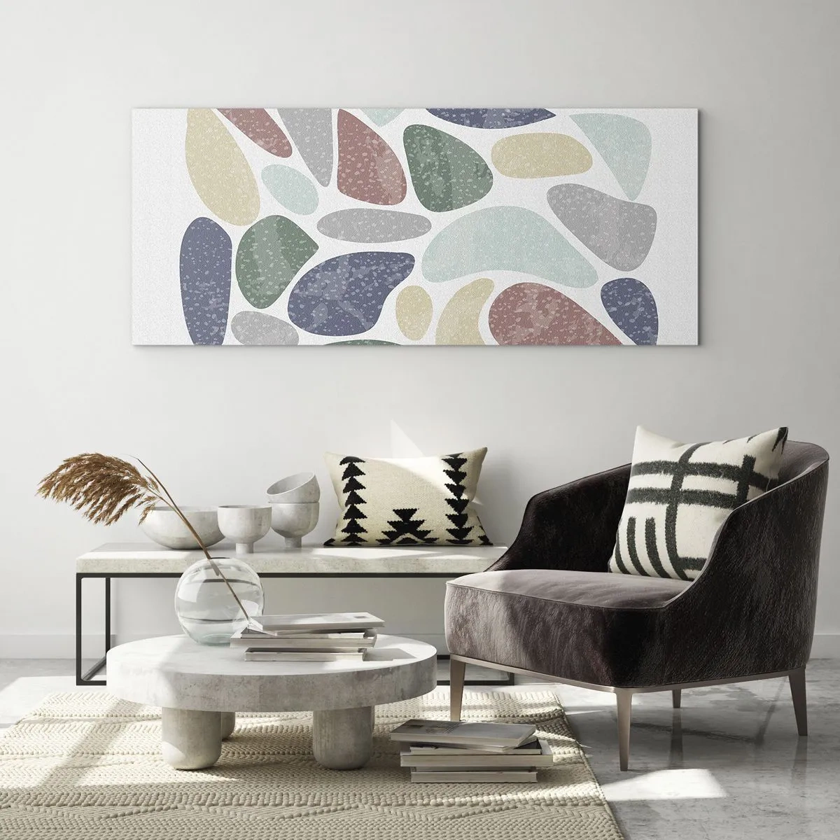 Billede på glas - Mosaik af pulveriserede farver - 100x40 cm