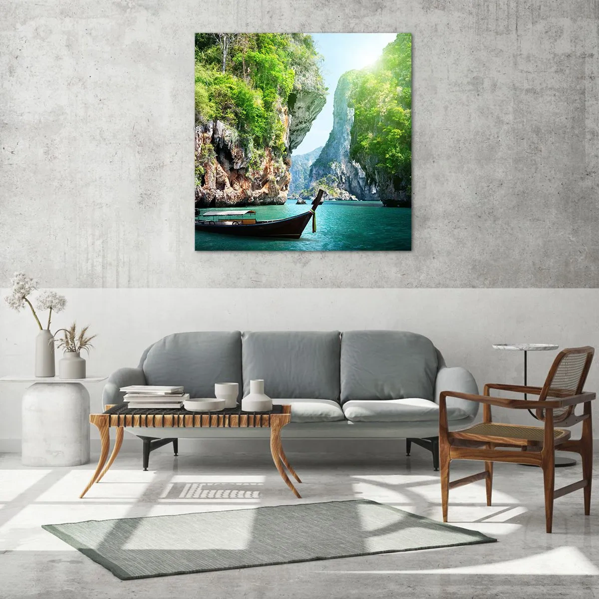 Billede på glas - En invitation til en eksotisk rejse - 30x30 cm