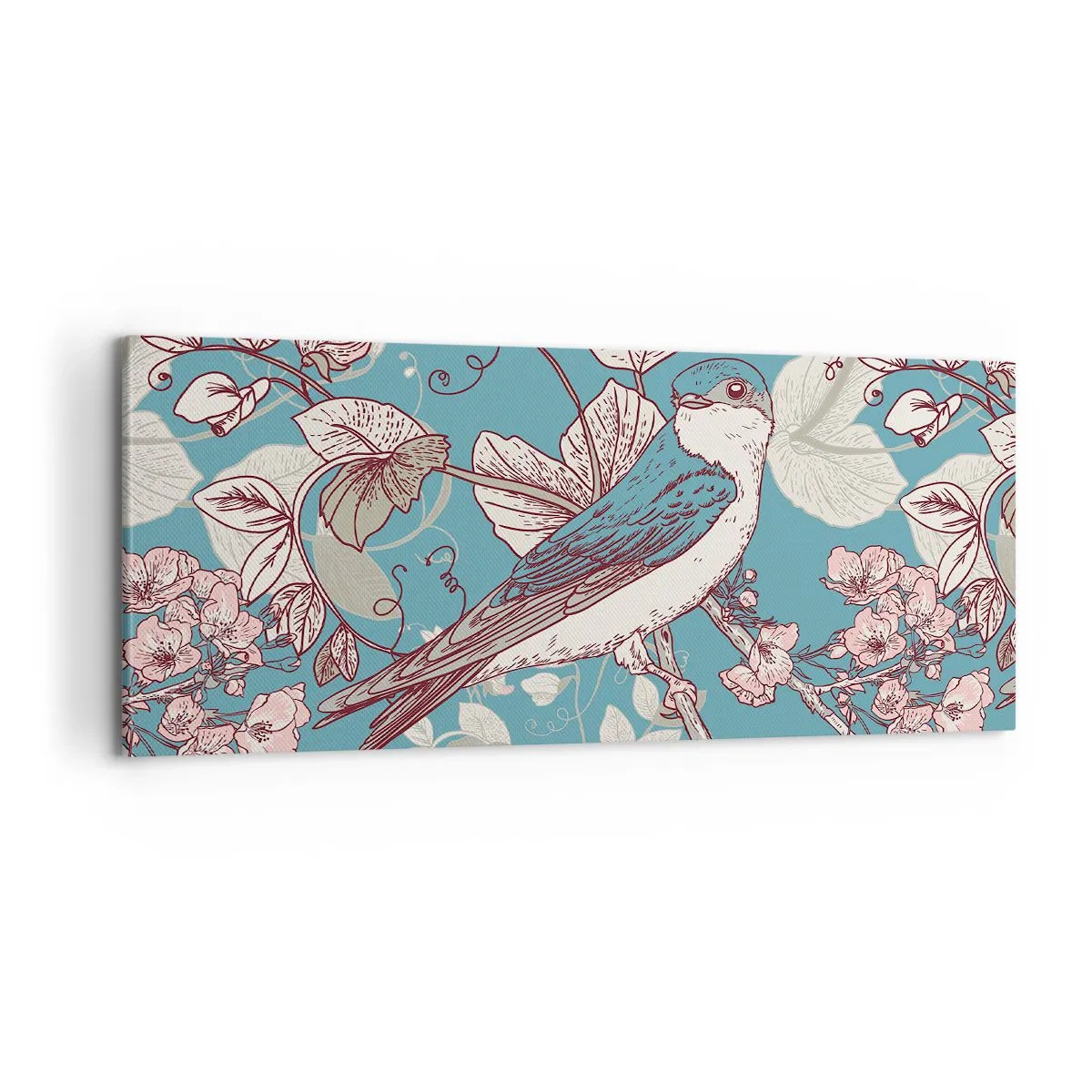 Lærredstryk - Billede på lærred - I de hvide skove kvidrende og sølvfarvede - 100x40 cm