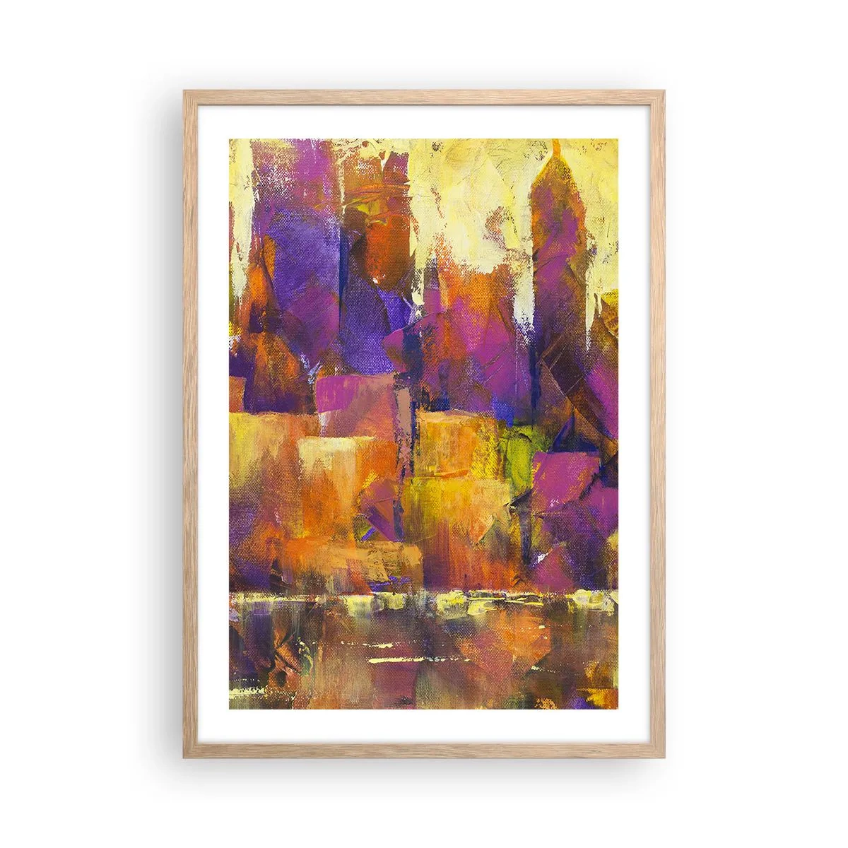 Plakat i ramme af lyst egetræ - Metropolitansk sammensætning - 50x70 cm