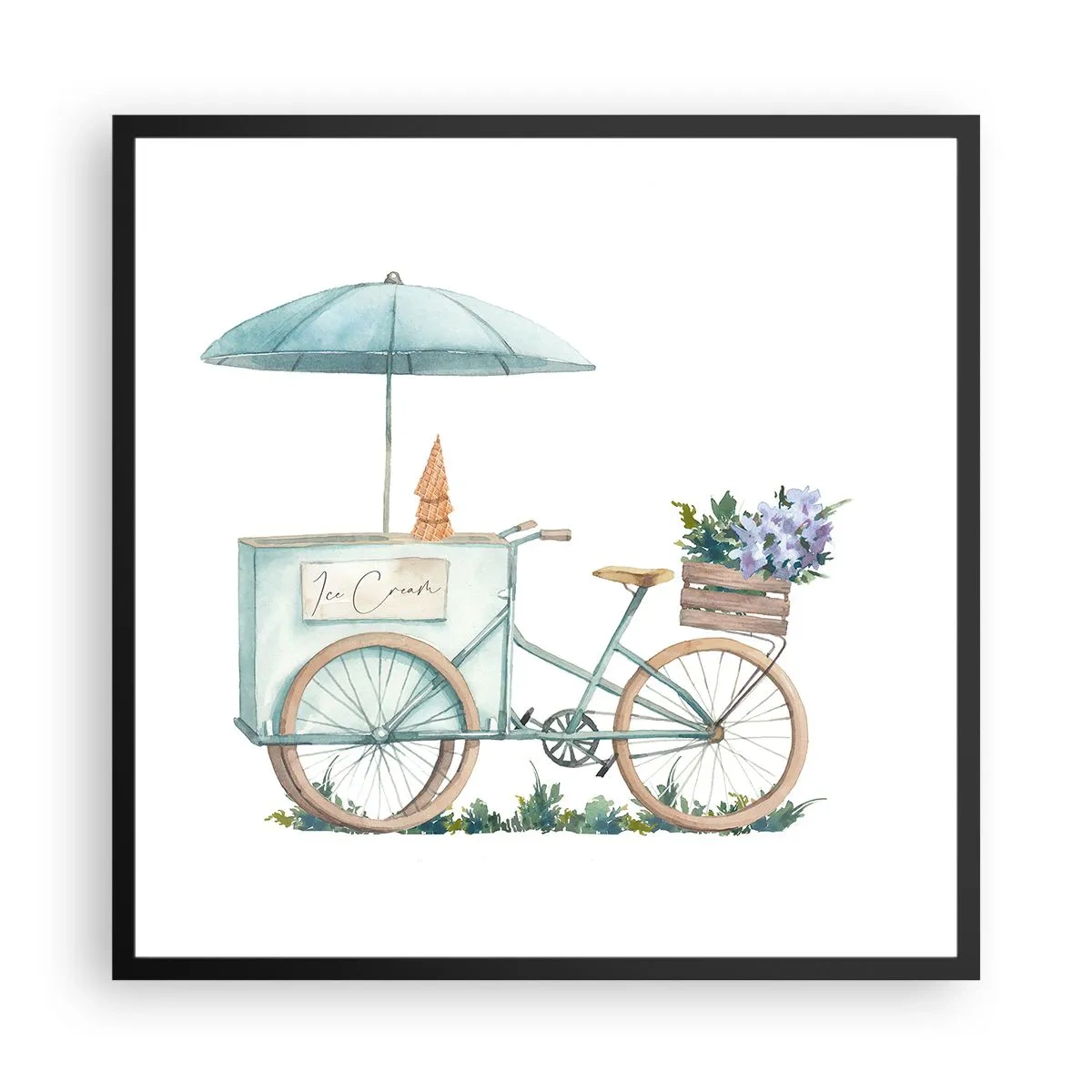 Plakat i sort ramme - Sødt minde om sommeren - 60x60 cm