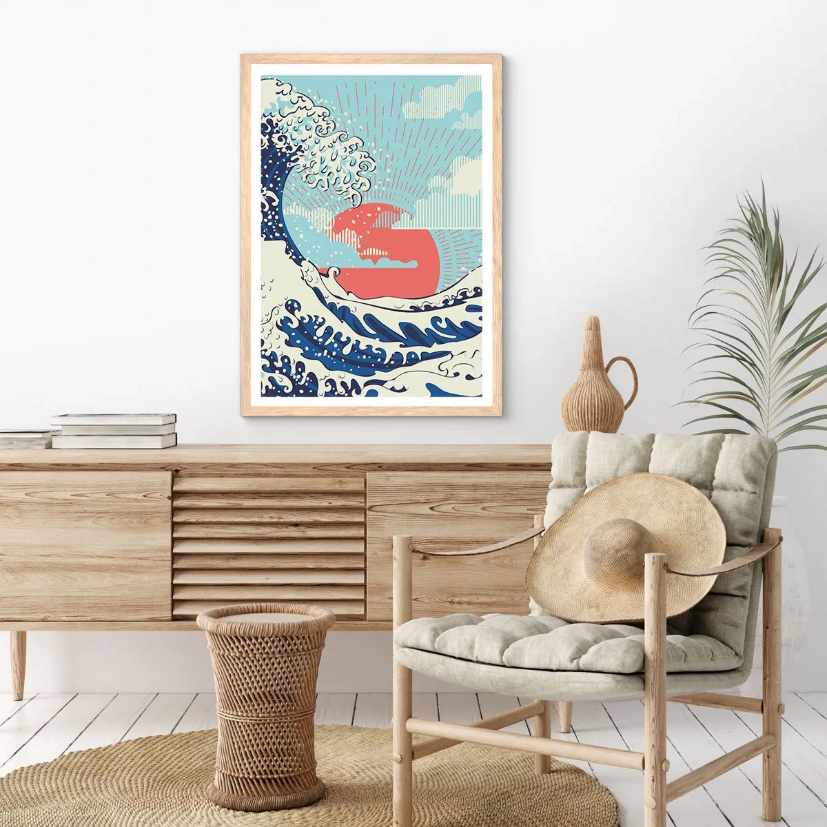 Plakat i ramme af lyst egetræ - Fra japanske inspirationer - 50x70 cm