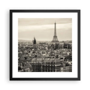 Plakat i sort ramme - Over Paris' hustage - 40x40 cm