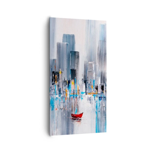 Lærredstryk - Billede på lærred - Metropolis ved bugten - 65x120 cm