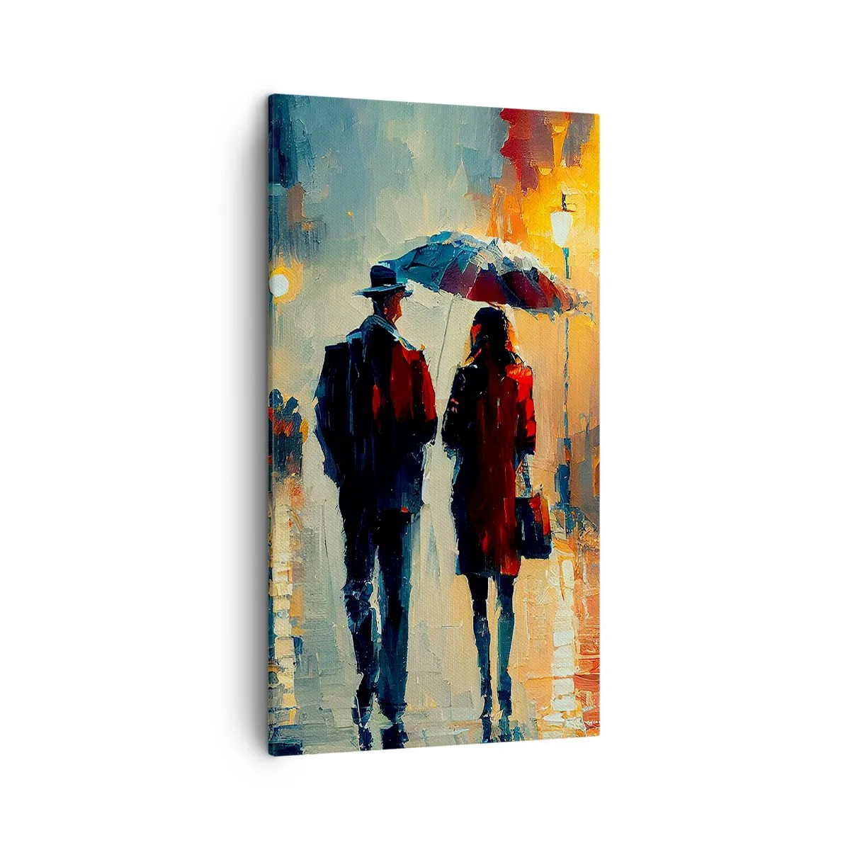 Lærredstryk - Billede på lærred - Urban kærlighedshistorie - 45x80 cm