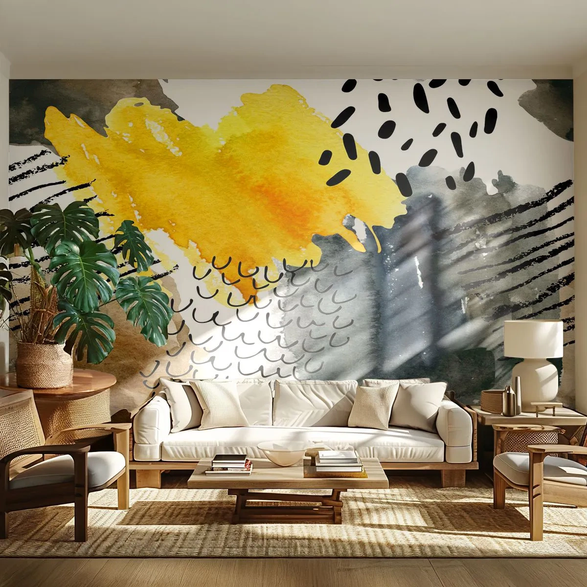 Fototapet Premium Sand - Et møde mellem elementerne - Abstraktion, Stykke, Moderne kunst - 100x70 cm