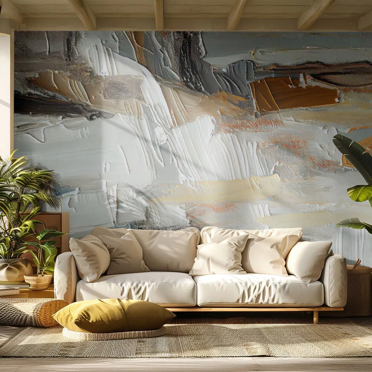 Fototapet Premium Canvas - Farverige lagdelinger - Stykke, Maling, Maleri - 400x280 cm