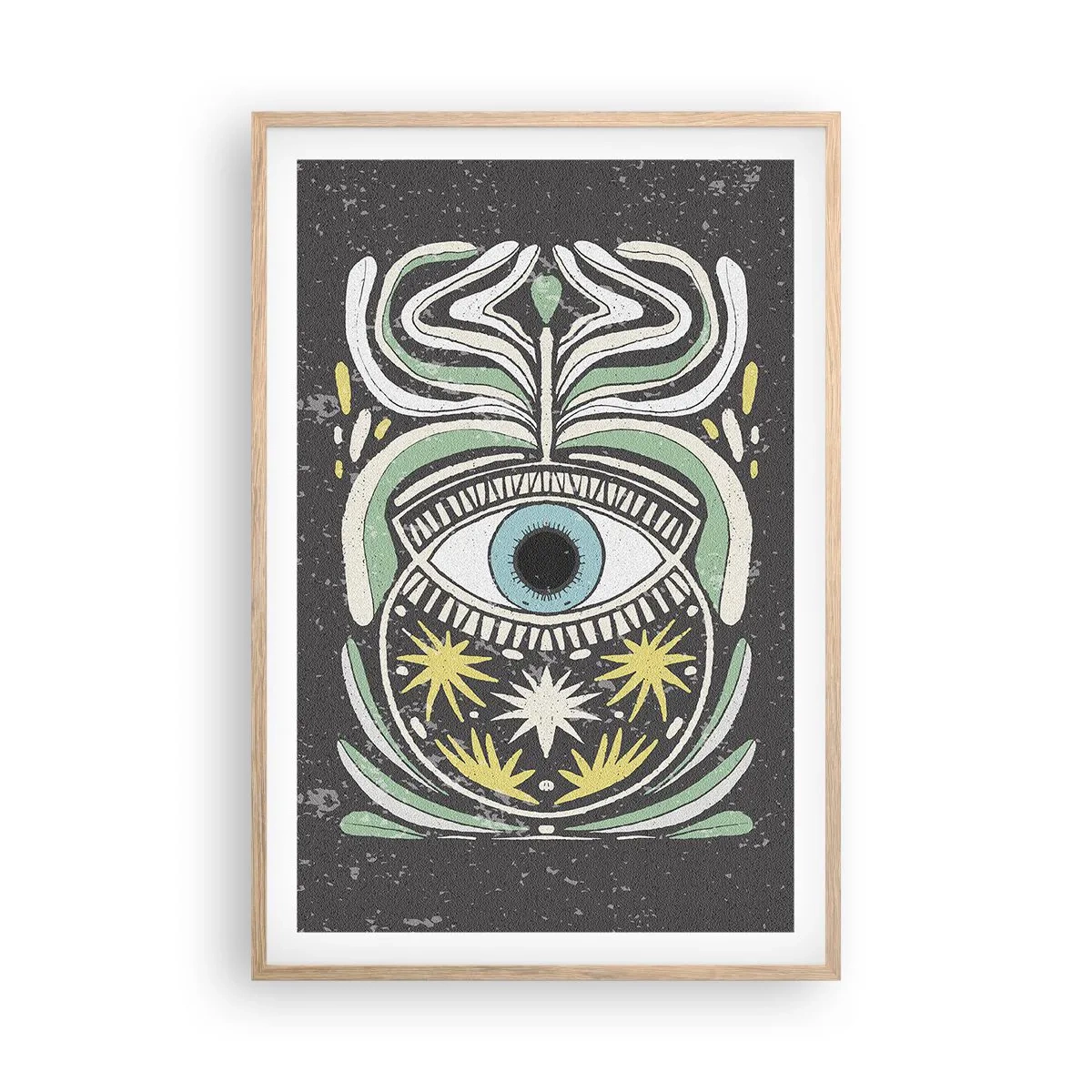 Plakat i ramme af lyst egetræ - Stammeritualer - 61x91 cm
