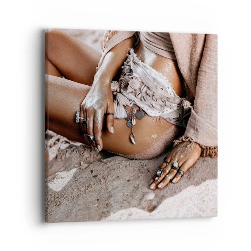 Lærredstryk - Billede på lærred - Kastet ud af bølgerne? - 40x40 cm