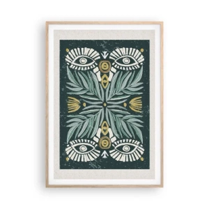 Plakat i ramme af lyst egetræ - Som en folkeudskæring - 70x100 cm