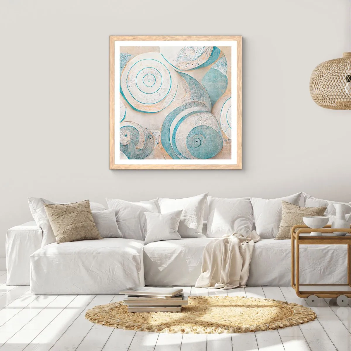 Plakat i ramme af lyst egetræ - Hvad gemmer skallen på? - 40x40 cm