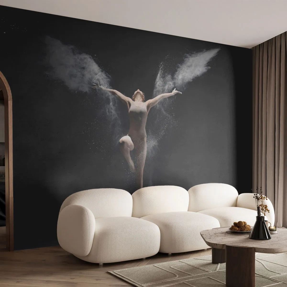 Fototapet Premium Sand - Elfer findes - Abstraktion, Danser, Gymnast - 200x140 cm