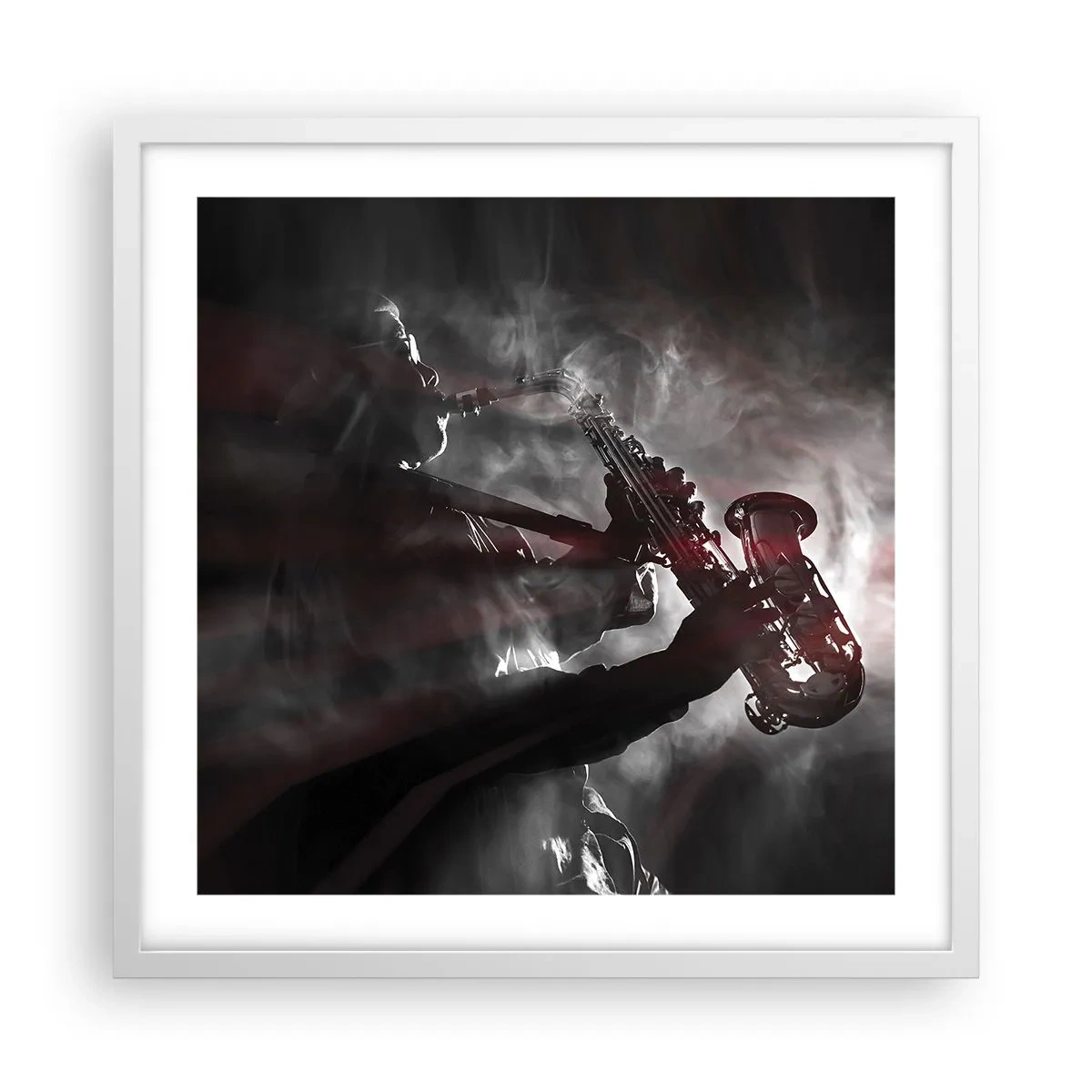 Plakat i hvid ramme - I jazzens dampe - 50x50 cm