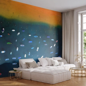 Fototapet Premium Sand - En ferieleg - Både, Strand, Kyst - 300x210 cm