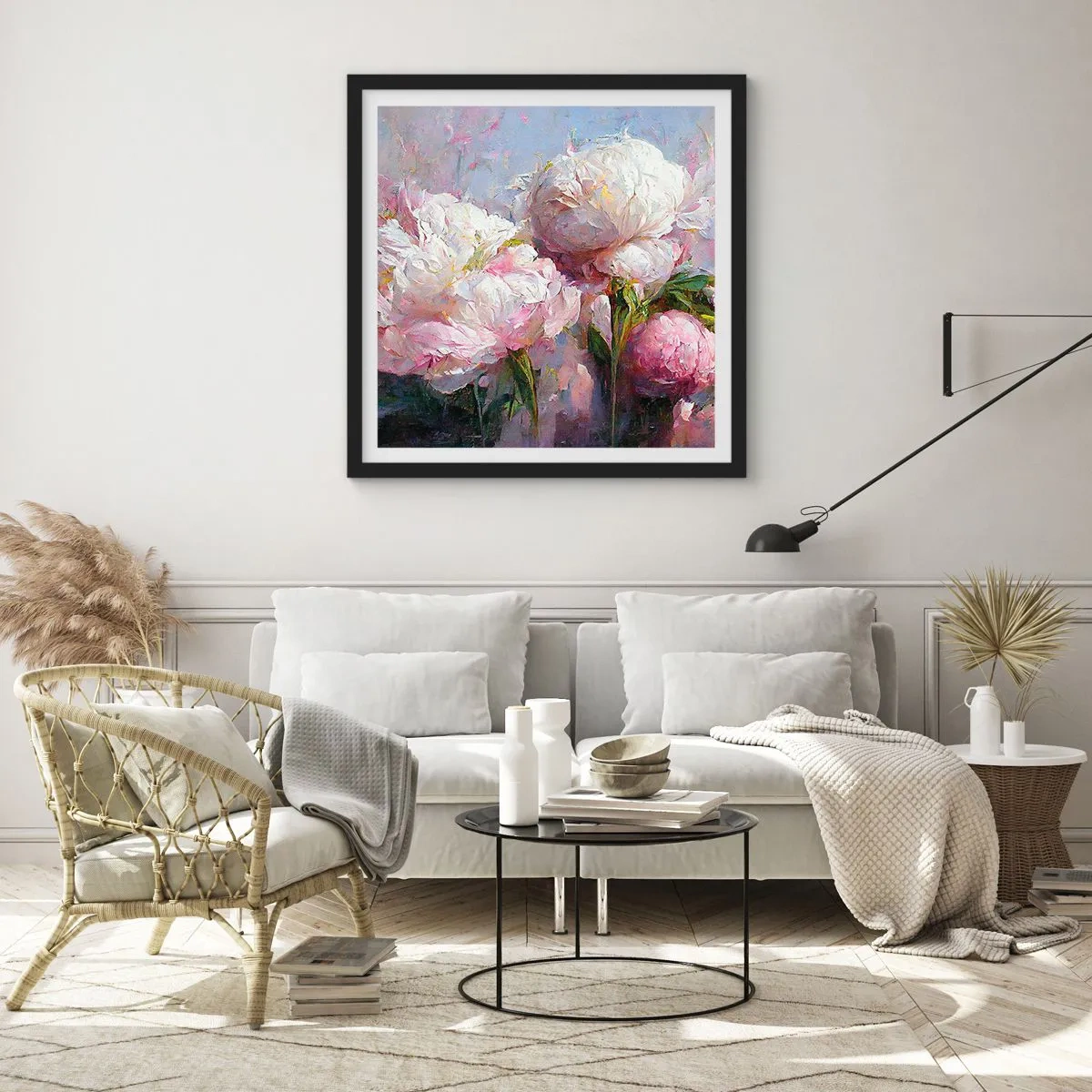 Plakat i sort ramme - En buket fyldt med liv - 60x60 cm