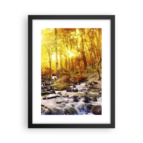 Plakat i sort ramme - Sten indfattet i guld og platin - 30x40 cm