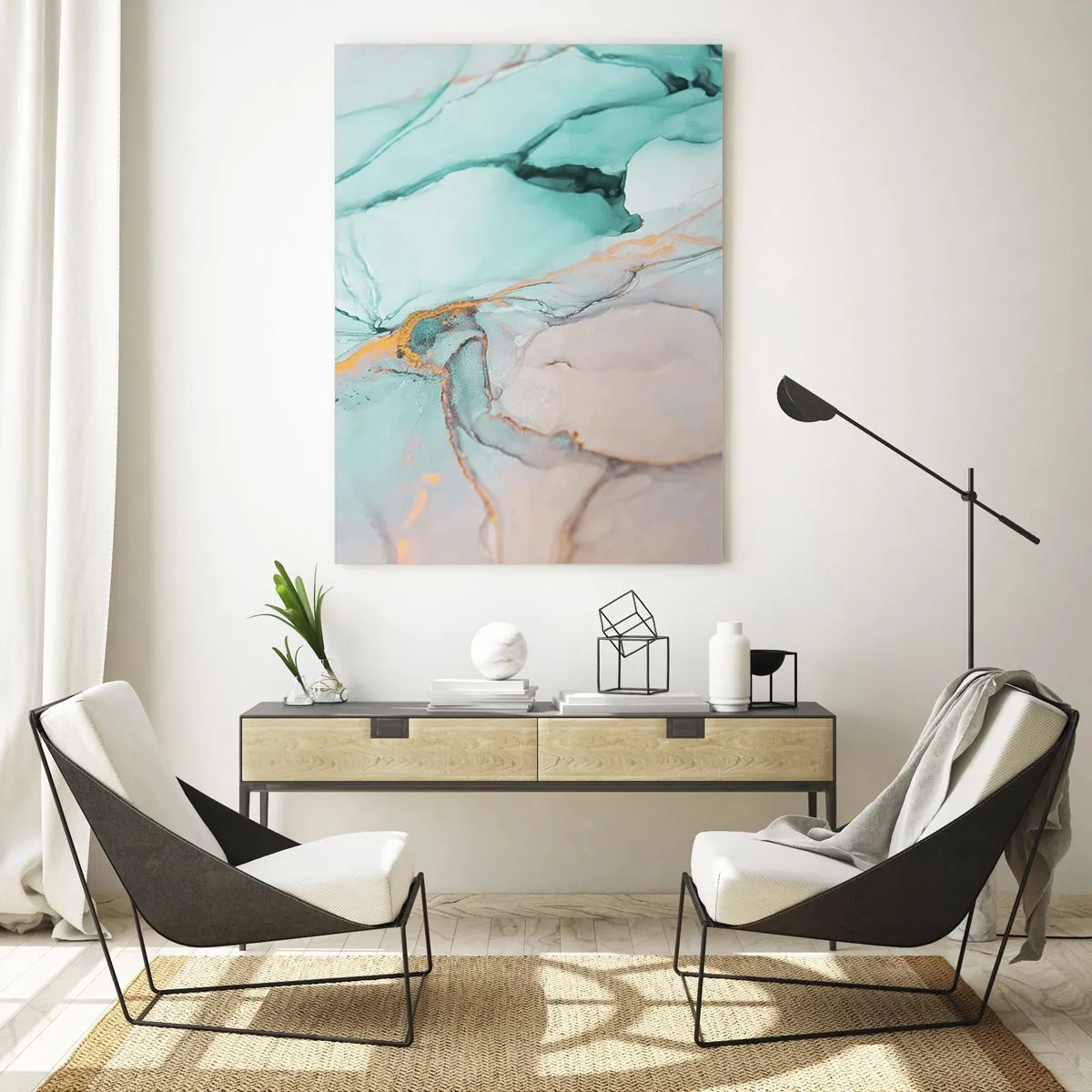 Billede på glas - Dans af former og farver - 80x120 cm