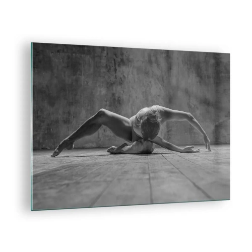 Billede på glas - Danser i en positur på gulvet - 70x50cm - Symmetri fundet - Moderne vægdekoration til stue og soveværelse ARTTOR