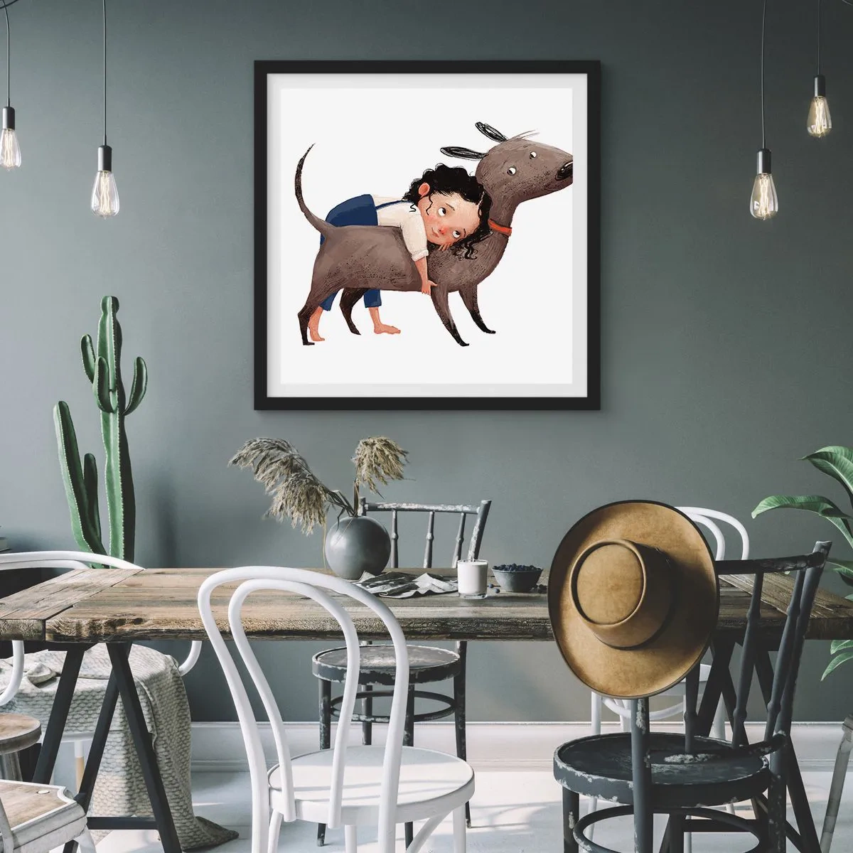 Plakat i sort ramme - Bedste venner - 50x50 cm