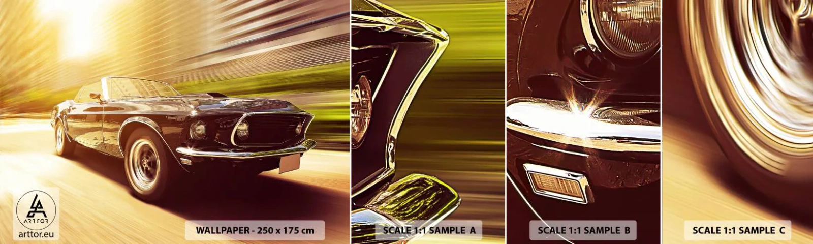 Prøve Fototapet Selvklæbende Deluxe Sticker - 1967 - en legende vender tilbage - Bil, Cabriolet, Automotive - 100x30 cm