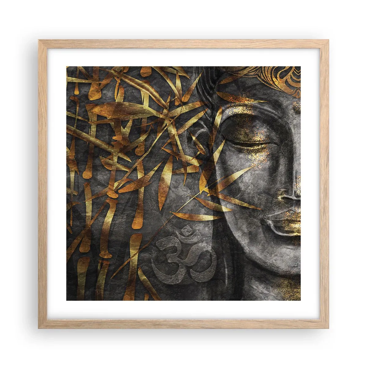 Plakat i ramme af lyst egetræ - Mærk freden - 50x50 cm